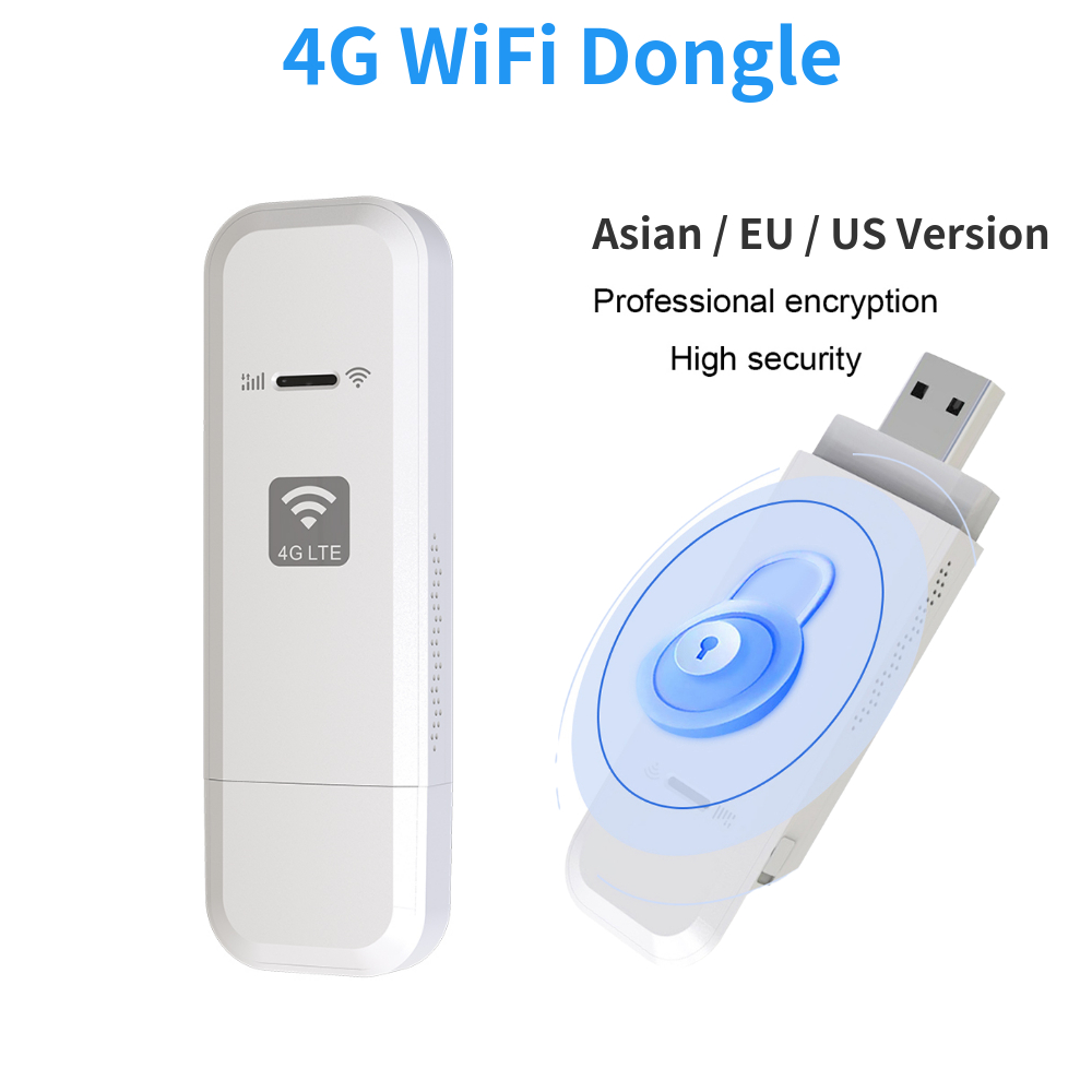 4G WiFi Dongle USB Wireless Router Portable WIFI LTE Modem Pocket Hotspot Mobile Network Adaptor Plug-and-Play for Parties Trips
